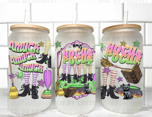 Halloween Cartoon Witches Feet UV Transfer 16oz Libby Glass Can Wrap Ready to Apply