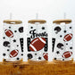 Love Football UV DTF Transfer 16oz Libby Glass Can Wrap Ready to Apply