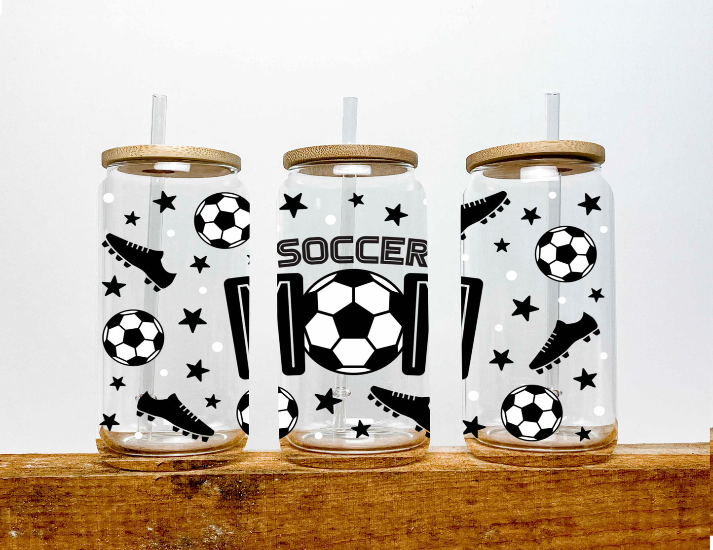 Soccer Mom DTF Transfer 16oz Libby Glass Can Wrap Ready to Apply