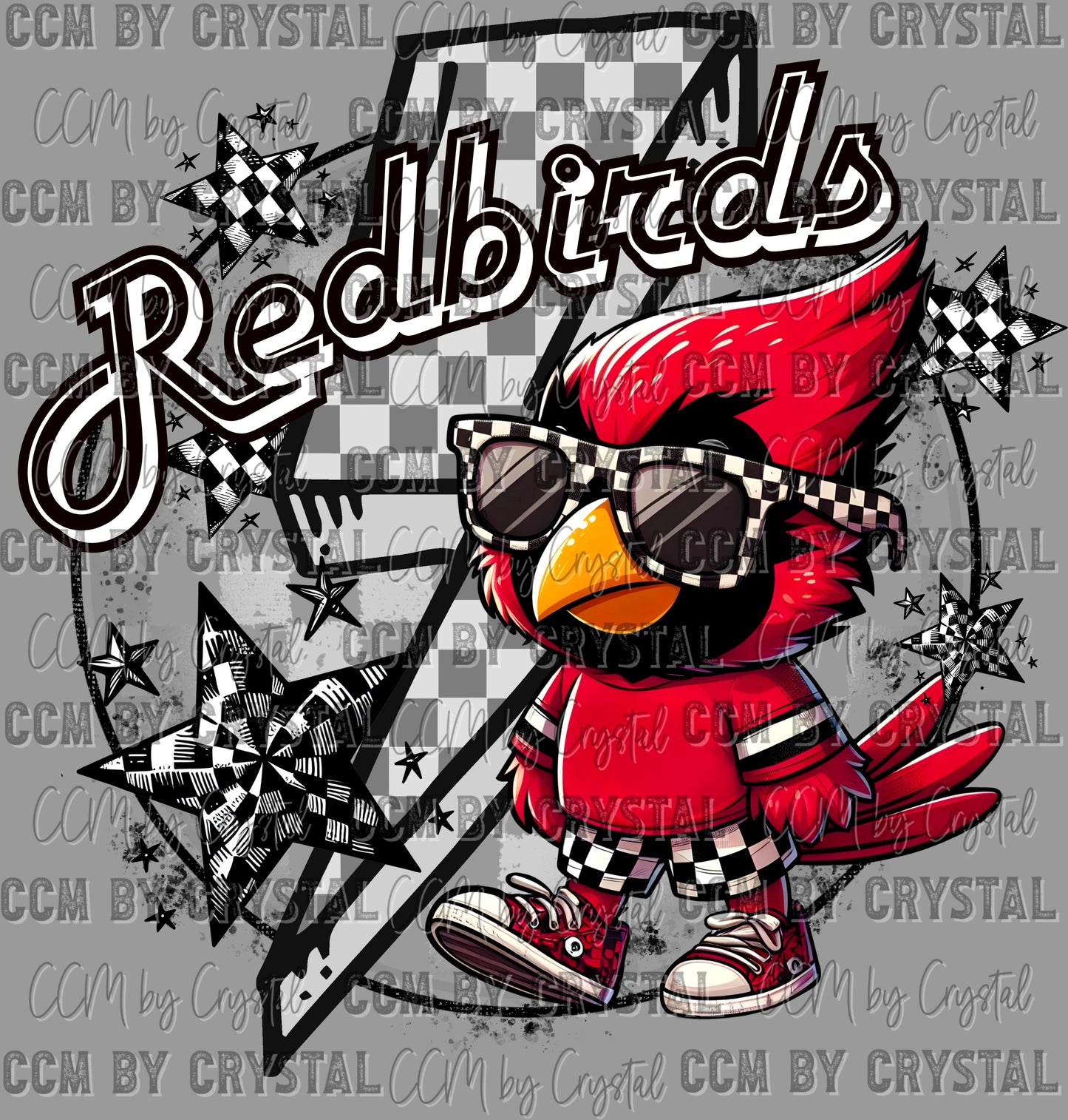 Redbirds Cute Mascot Ready to Press Transfer DTF Transfer Sublimation Transfer