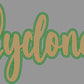 Cyclones 2-Color Approximately 11" wide Spangle Transfer