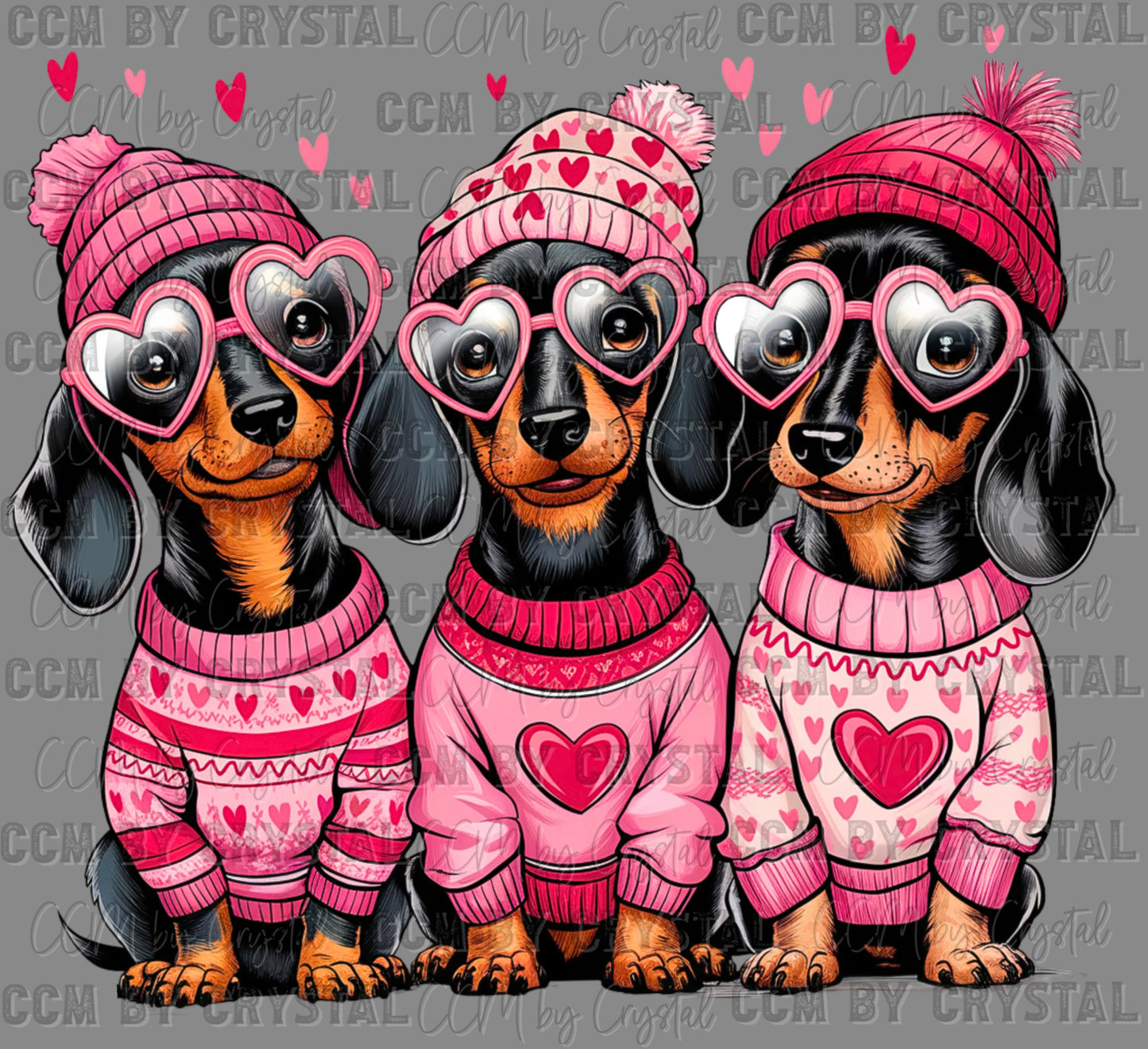 Dachshunds Valentines Day Ready to Press Transfer DTF Transfer Sublimation Transfer