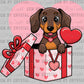 Dachshund Gift Pink Valentines Day Ready to Press Transfer DTF Transfer Sublimation Transfer
