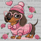 Dachshund Glasses Valentines Day Ready to Press Transfer DTF Transfer Sublimation Transfer