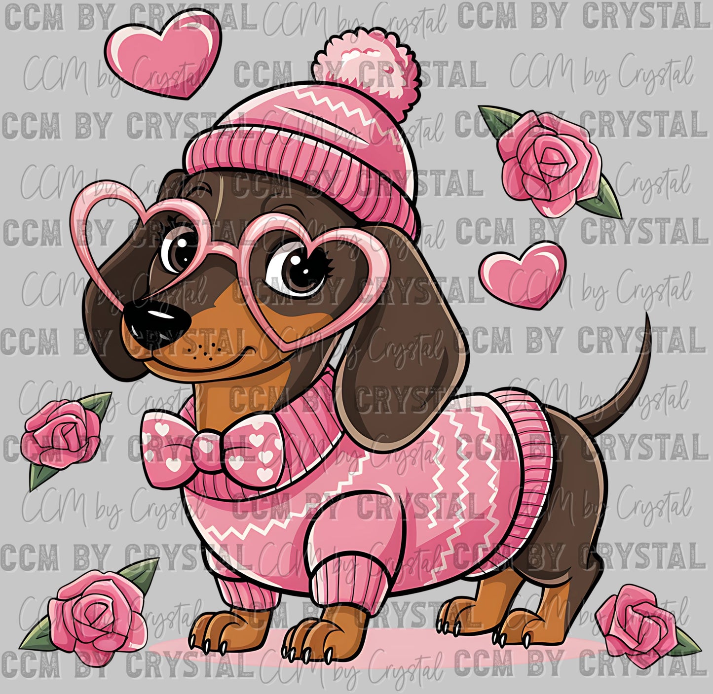 Dachshund Glasses Valentines Day Ready to Press Transfer DTF Transfer Sublimation Transfer