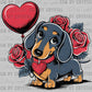 Dachshund Balloon Valentines Day Ready to Press Transfer DTF Transfer Sublimation Transfer