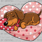 Dachshund Sleeping Valentines Day Ready to Press Transfer DTF Transfer Sublimation Transfer