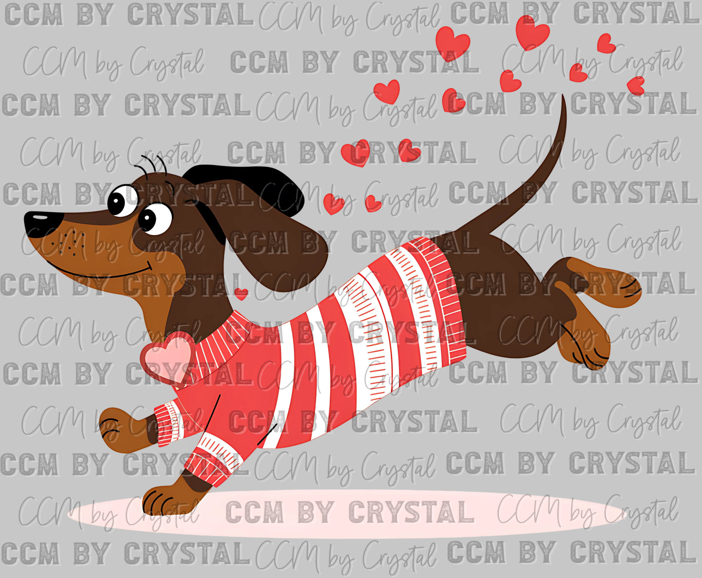 Dachshund Running Valentines Day Ready to Press Transfer DTF Transfer Sublimation Transfer