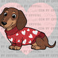 Dachshund Heart Sweater Valentines Day Ready to Press Transfer DTF Transfer Sublimation Transfer