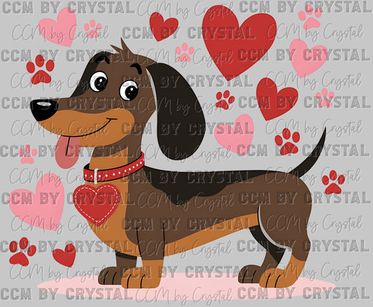 Dachshund Hearts Valentines Day Ready to Press Transfer DTF Transfer Sublimation Transfer