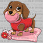 Dachshund Flowers Valentines Day Ready to Press Transfer DTF Transfer Sublimation Transfer