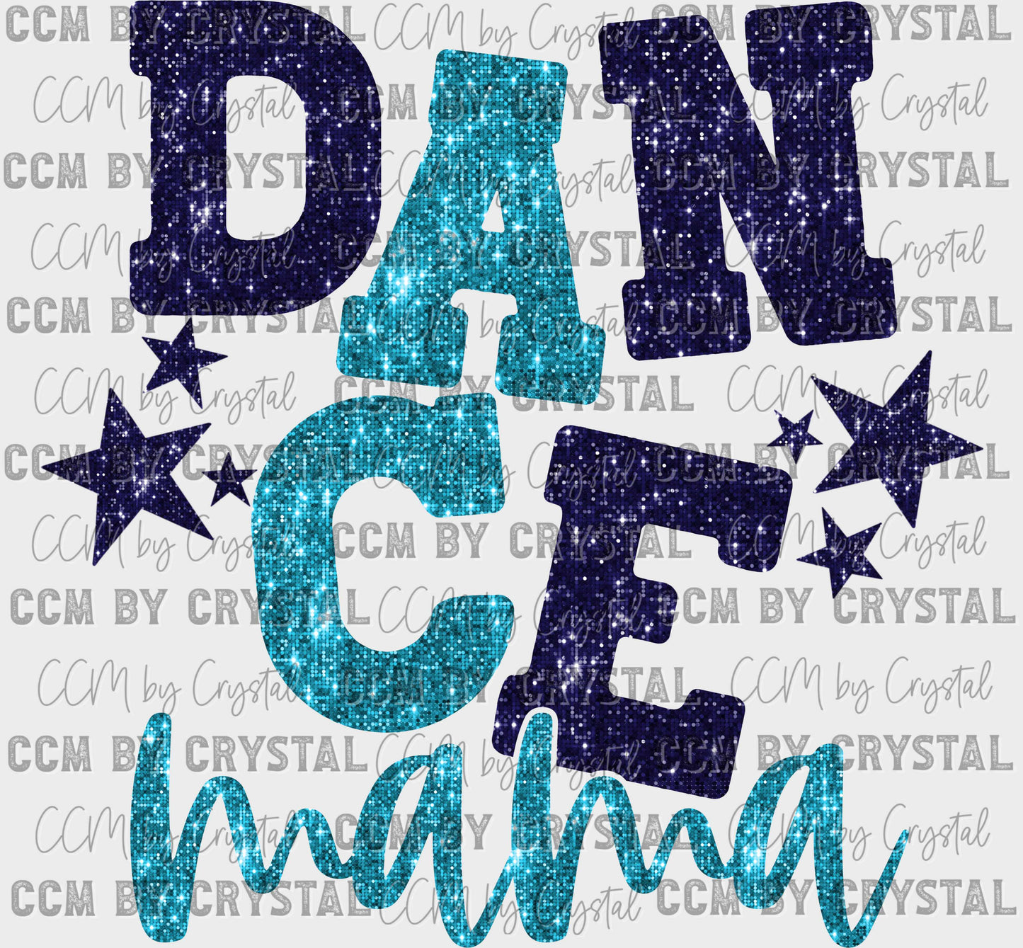 Dance Mama Navy and Teal Faux Sequins Ready to Press Transfer