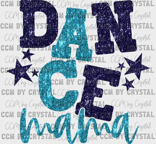 Dance Mama Navy and Teal Faux Sequins Ready to Press Transfer