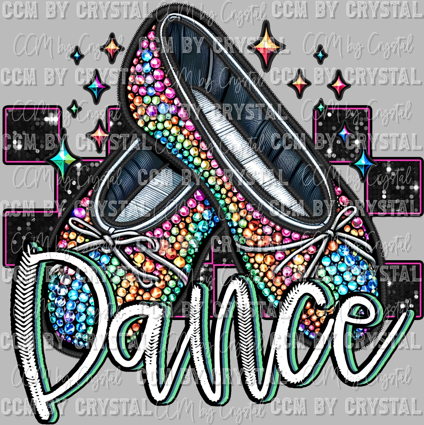 Dance Faux Rhinestone Effect Ready to Press Transfer DTF Transfer Sublimation Transfer