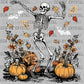 Dancing Skeleton White Halloween Fall Ready to Press Transfer DTF Transfer