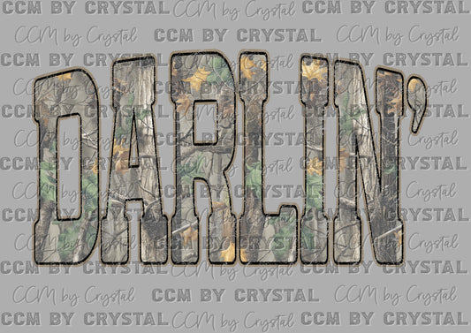 Darlin Camo Distressed Dark Outline Ready to Press DTF Transfers Sublimation Transfers
