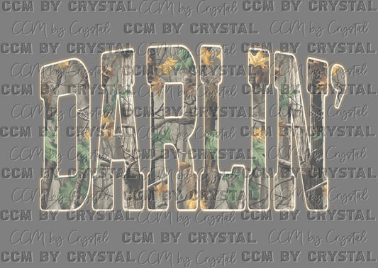 Darlin Camo Clean White Outline Ready to Press DTF Transfers Sublimation Transfers