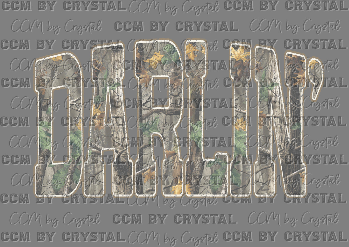 Darlin Camo Distressed White Outline Ready to Press DTF Transfers Sublimation Transfers