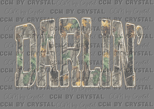 Darlin Camo Distressed White Outline Ready to Press DTF Transfers Sublimation Transfers