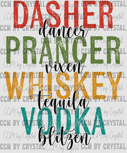 Christmas Reindeer and Vodka Ready to Press Transfer DTF Transfer Sublimation Transfer