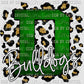 D Bulldogs Green with Gold Leopard Background Mascot Ready to Press Transfer