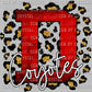 D Coyotes Red with Gold Leopard Background Mascot Ready to Press Transfer