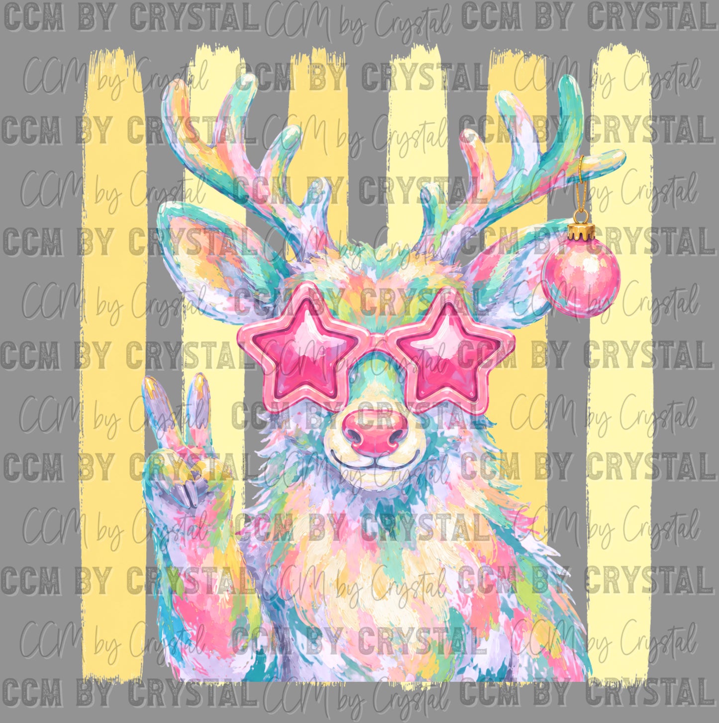 Pastel Reindeer Peace Christmas Winter Ready to Press DTF Transfers