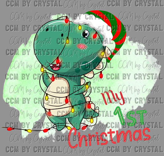 Dino My 1st Christmas Ready to Press Transfer DTF Transfer Sublimation Transfer