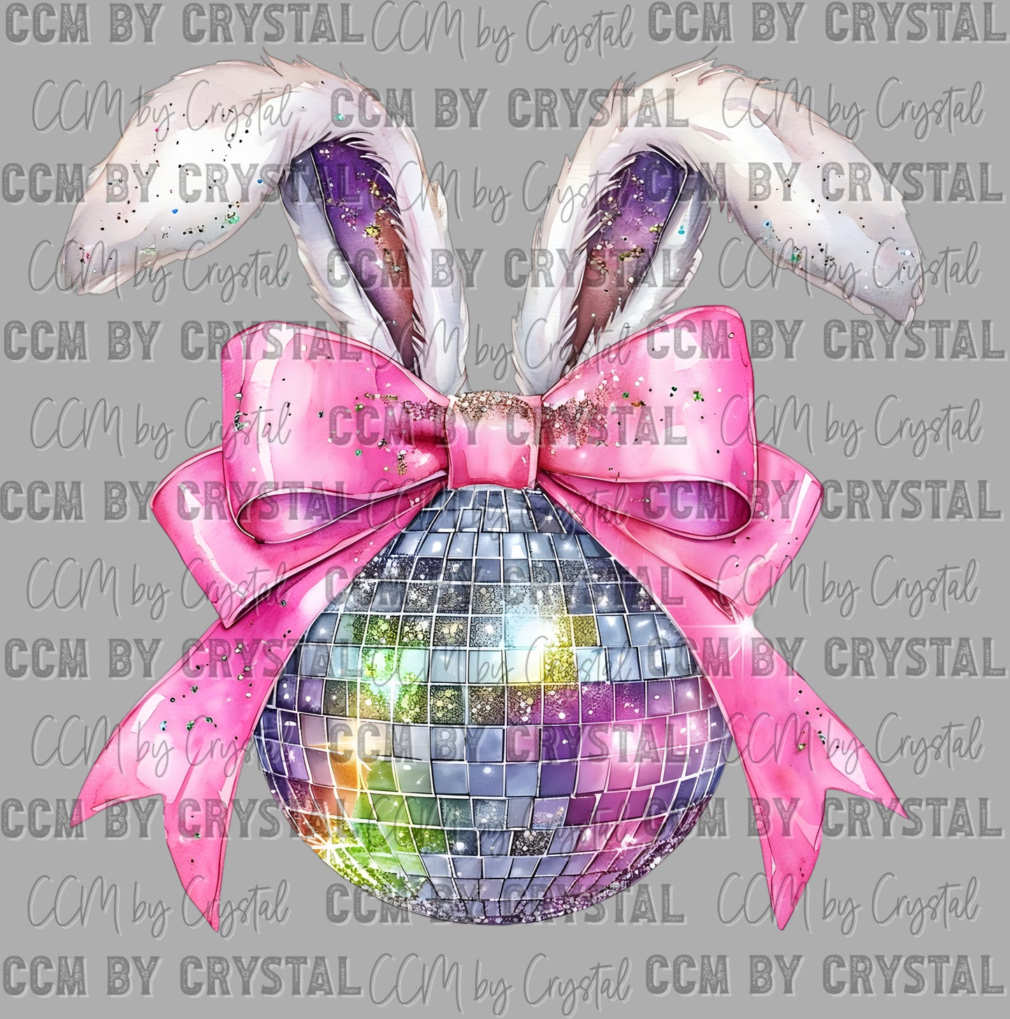 Disco Ball Easter Bunny Ears Ready to Press DTF Transfers