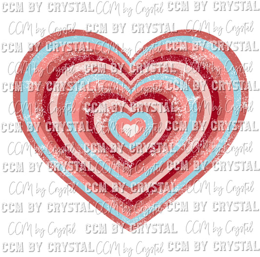 Distressed Heart Valentine's Day  Ready To Press Transfer DTF Sublimation