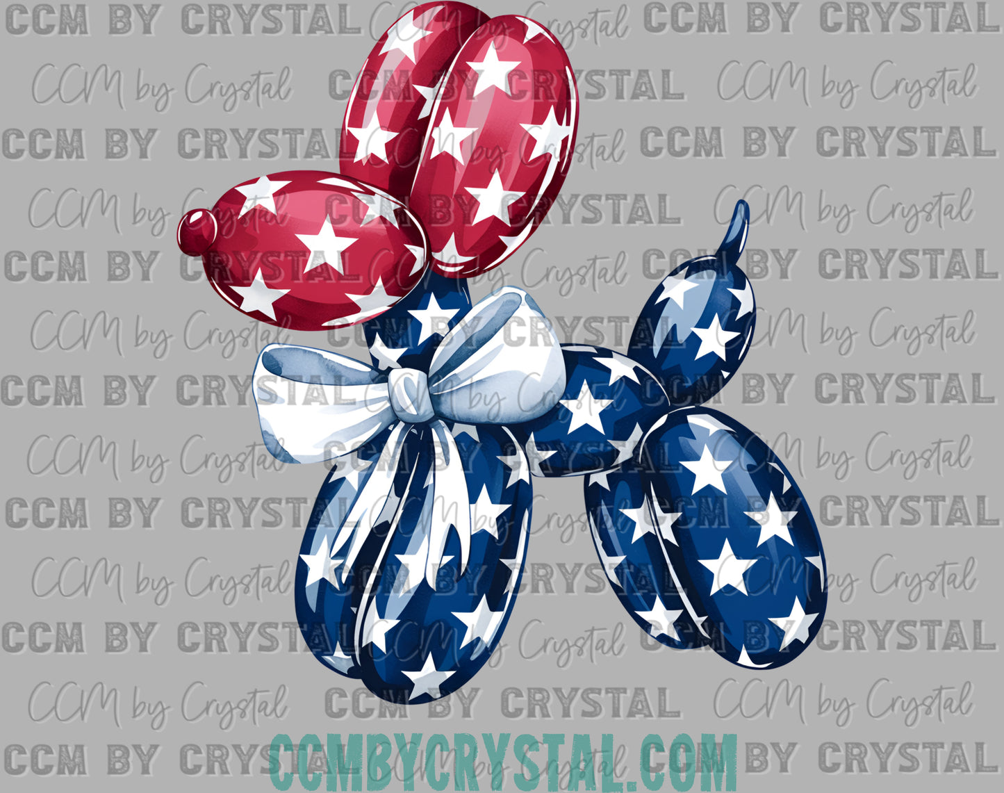 Patriotic Dog Balloon Fourth of July 4th Patriotic Ready to Press Transfer DTF Transfer Sublimation Transfer