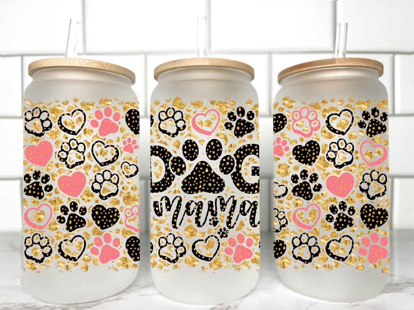 Dog Mama UV Transfer 16oz Libby Glass Can Wrap Ready to Apply