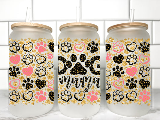 Dog Mama UV Transfer 16oz Libby Glass Can Wrap Ready to Apply