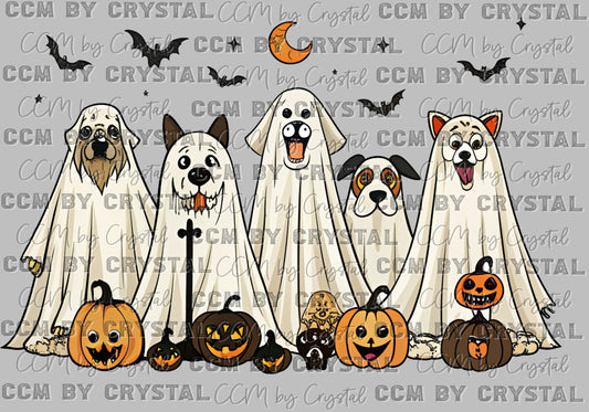 Halloween Ghost Dogs Ready to Press Transfer DTF Transfer Sublimation Transfer