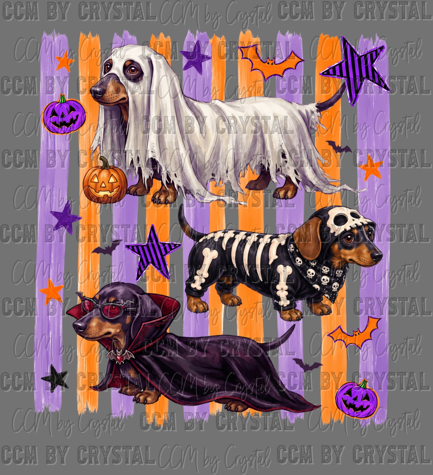 Halloween Dachshunds Ghost Ready to Press DTF Transfers Sublimation Transfers