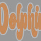 Dolphins 2-Color Approximately 11" wide Spangle Transfer