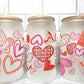 Valentine's Day Doodle Hearts UV DTF Transfer 16oz Libby Glass Can Wrap Ready to Apply