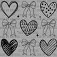 Hearts and Bows Valentines Day Ready to Press Transfer DTF Transfer Sublimation Transfer