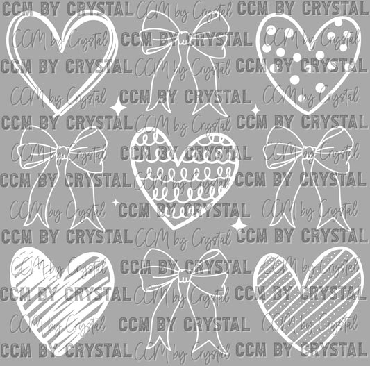 Hearts and Bows Valentines Day Ready to Press Transfer DTF Transfer