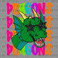 Dragons Colorful Mascot Faux Glitter Ready to Press Transfer DTF Transfer Sublimation Transfer
