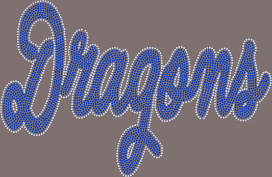 Dragons 2-Color Approximately 11" wide Spangle Transfer
