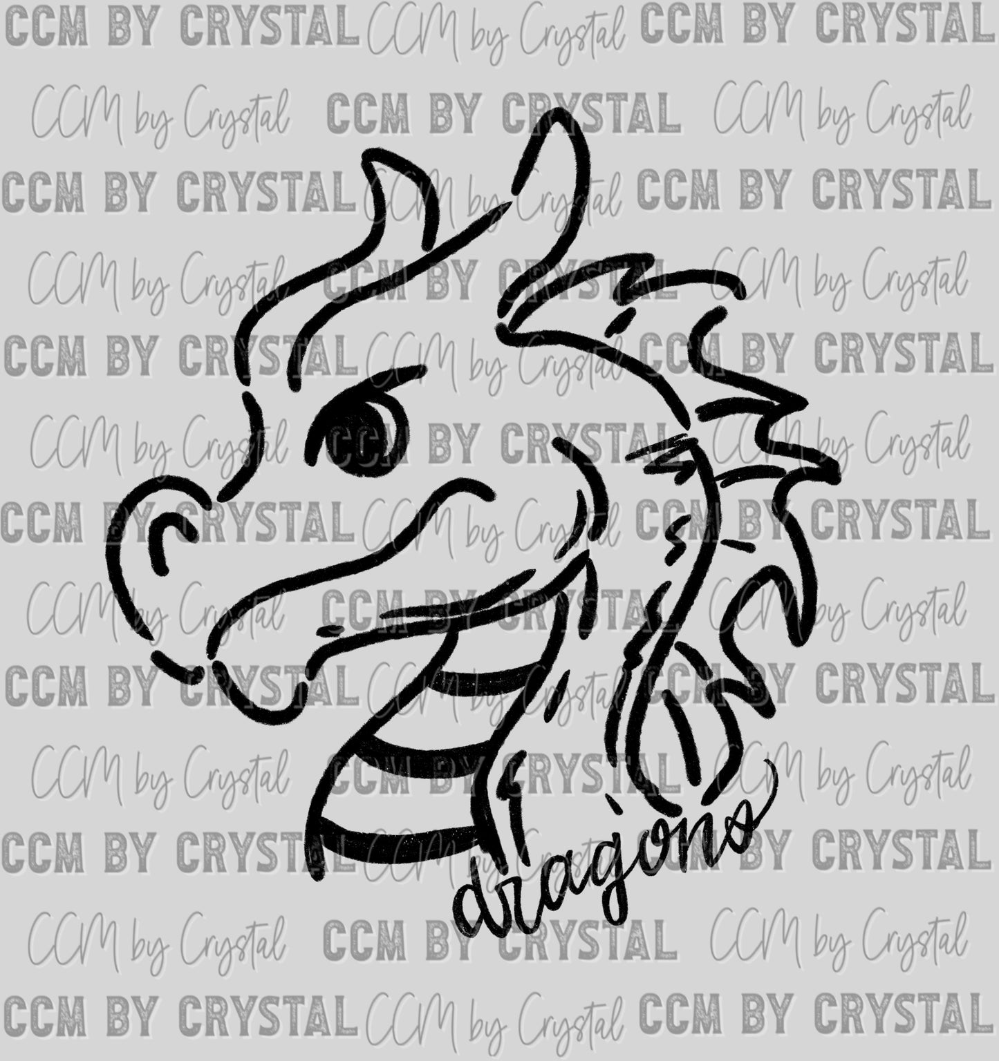 Dragons Mascot Doodle Ready to Press Transfer DTF Transfer Sublimation Transfer