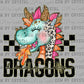 Dragons Cartoon Mascot Ready to Press Transfer DTF Transfer Sublimation Transfer