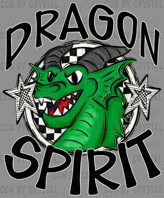 Dragon Spirit Stars Checkered Sports Mascot Ready to Press Transfer DTF Transfer Sublimation Transfer