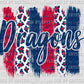 Dragons Blue and Red Mascot Ready to Press Transfer