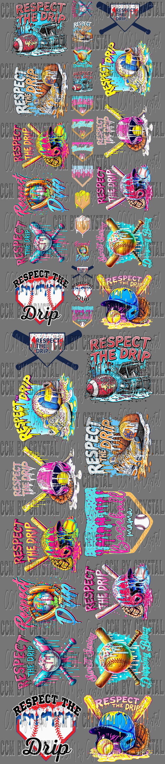 120" Pre-Made Ice Cream Drip Gang Sheet All Designs 11" Longest Youth 9" longest side Gang Sheets DTF Transfers Ready to Press