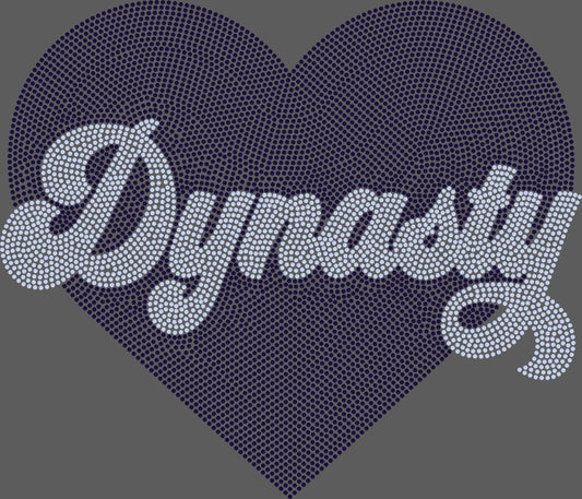 Dynasty Heart 8" Wide 2- Color Spangle Ready to Press Spangle Transfer Sparkle Bling