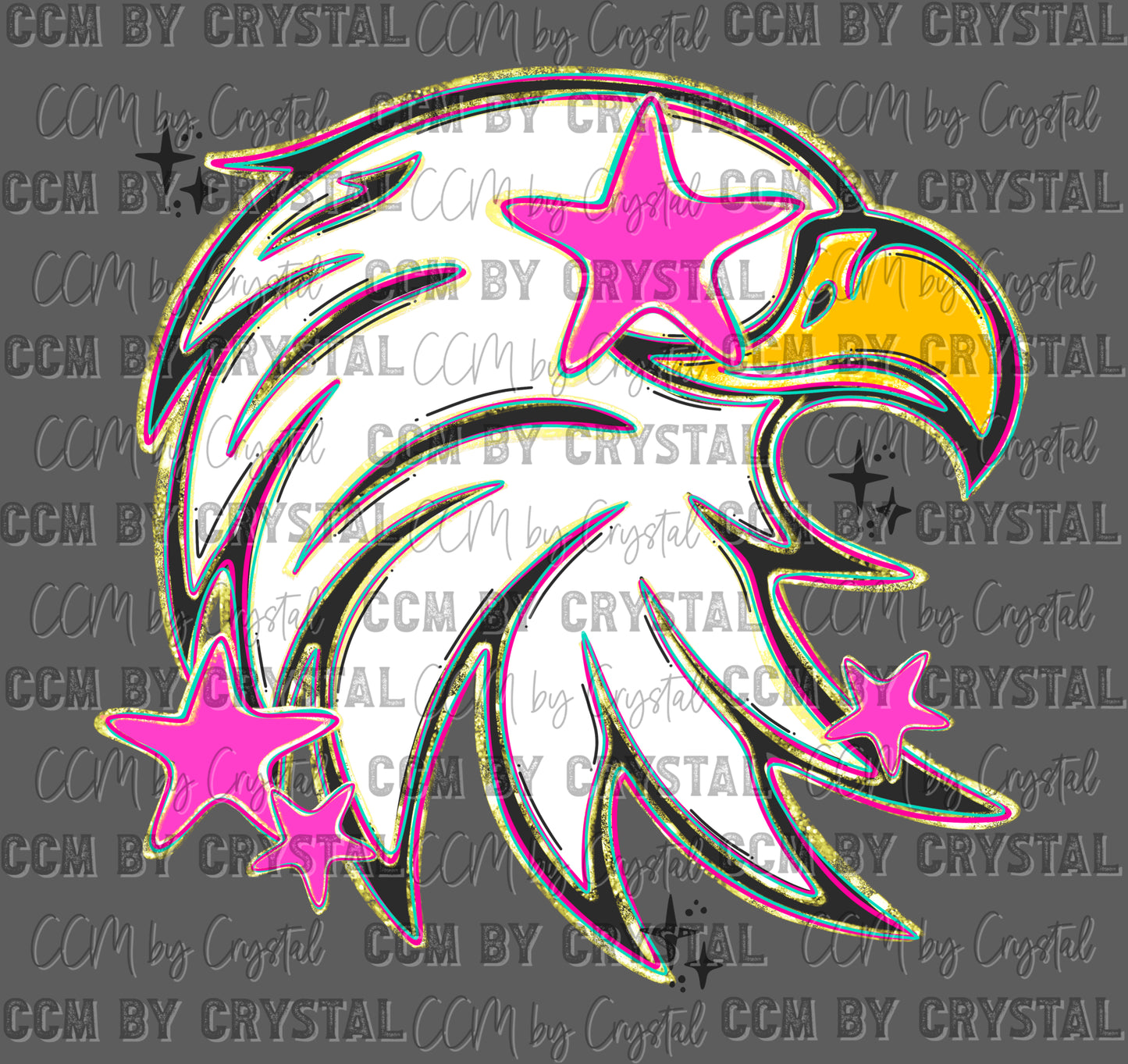 Eagle Head Faux Glitter Ready to Press DTF Transfers Sublimation Transfers