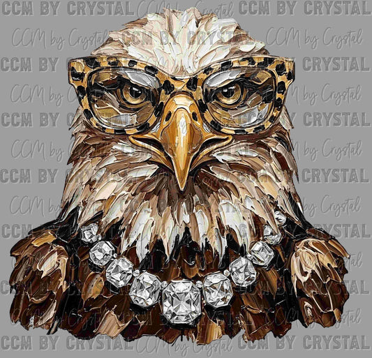 Glam Eagles Mascot Faux Texture Paint Ready to Press DTF Transfers Sublimation Transfers
