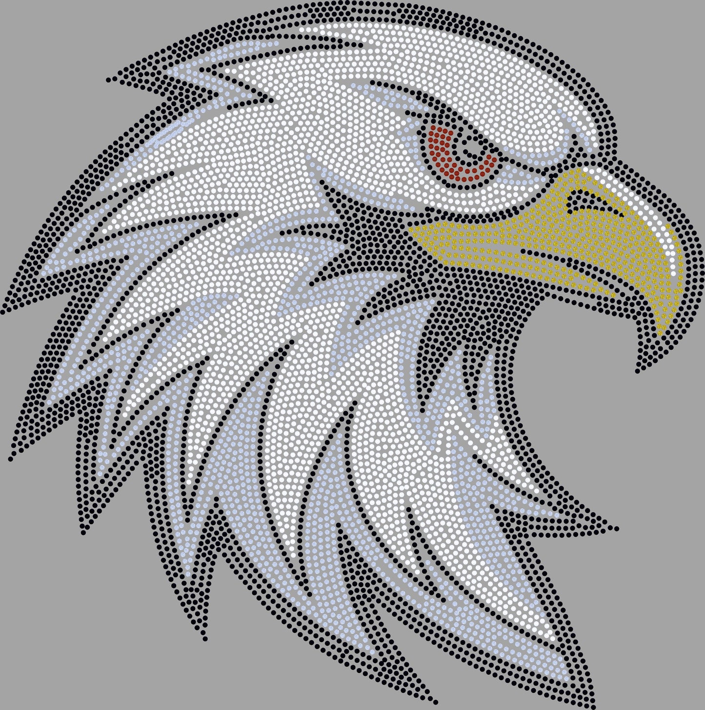 Eagle Face Head Approximately 11" wide Spangle Transfer